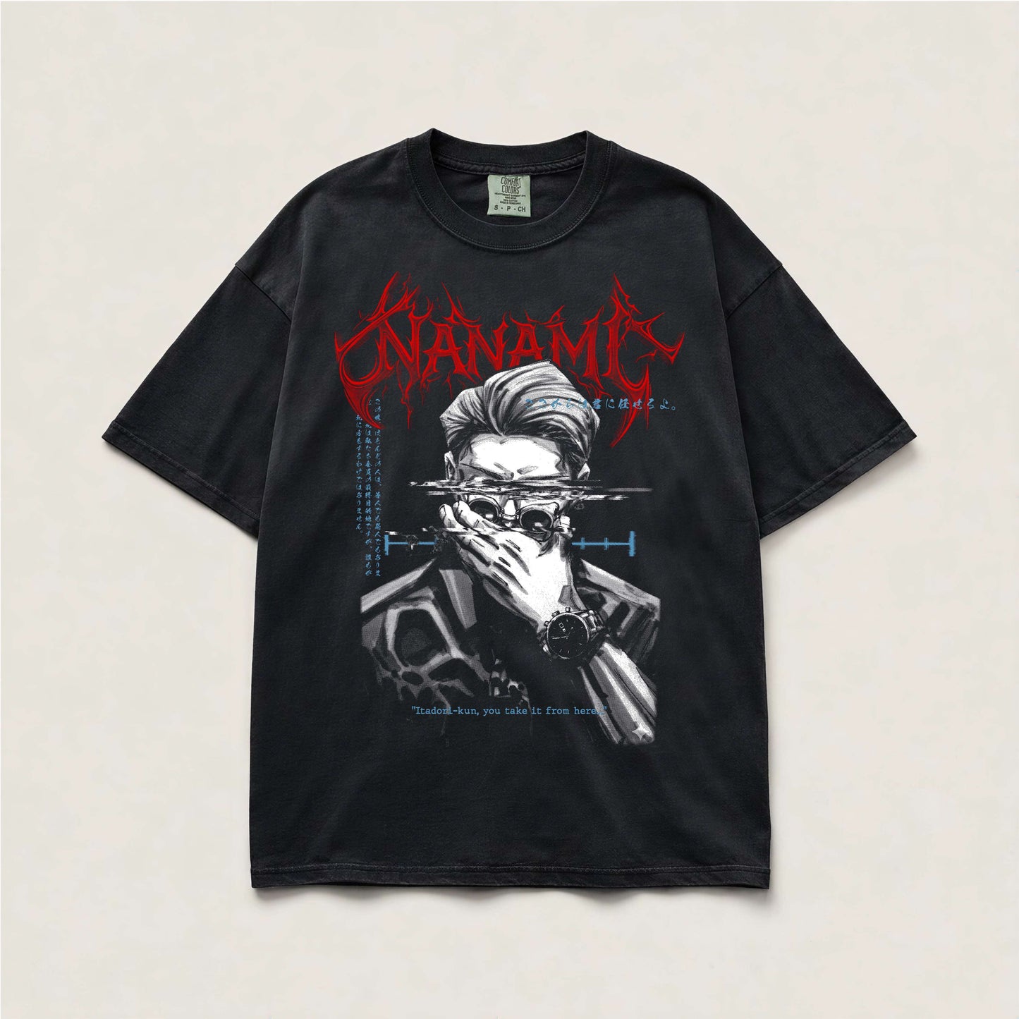 Nanami Kento Dark Streetwear Jujutsu Kaisen Jjk Metal Logo Anime Oversized Urban Anime Clothing