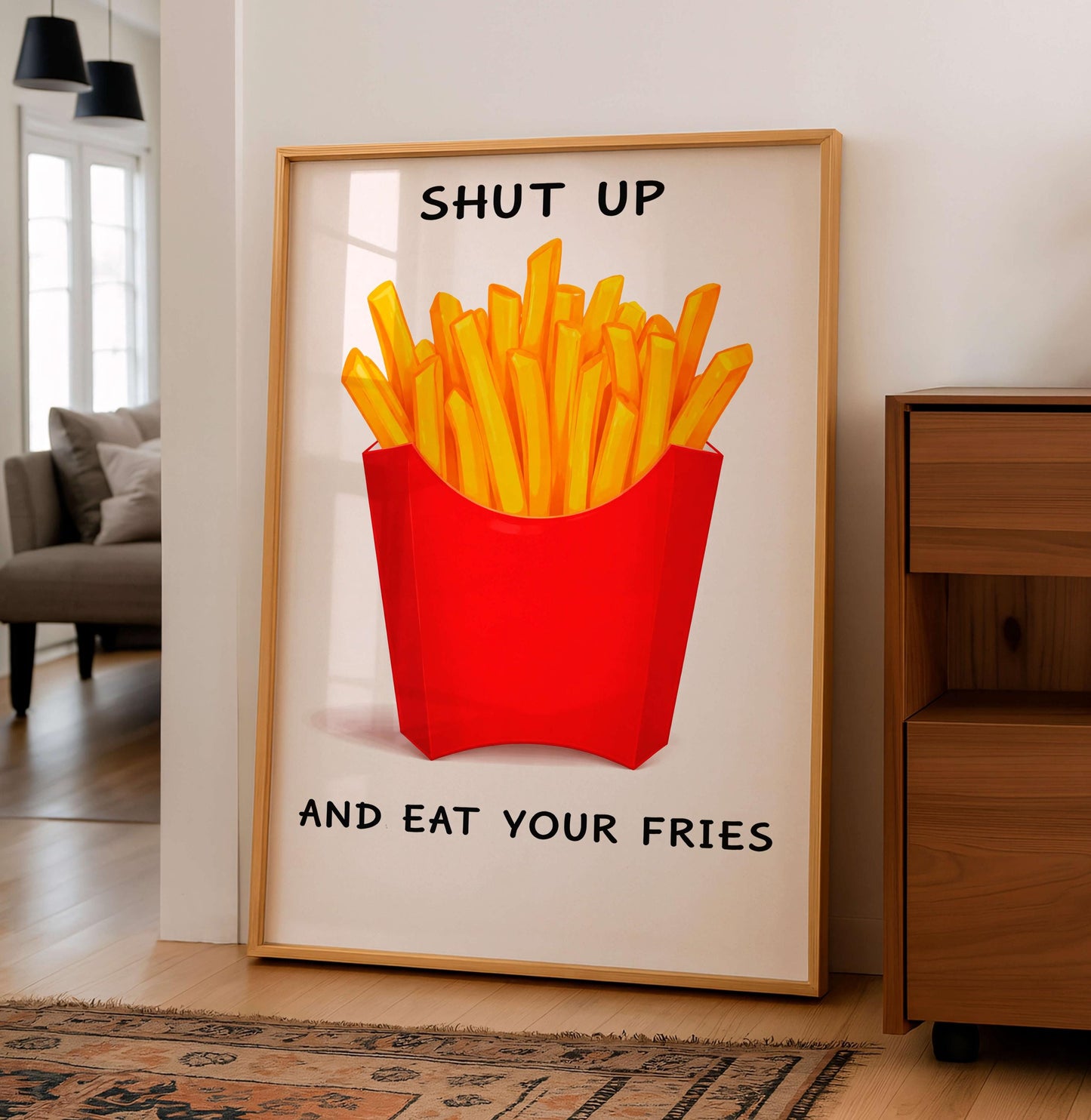 Funny Fries Poster, Kitchen Humor Art Print, Wall Art Prints