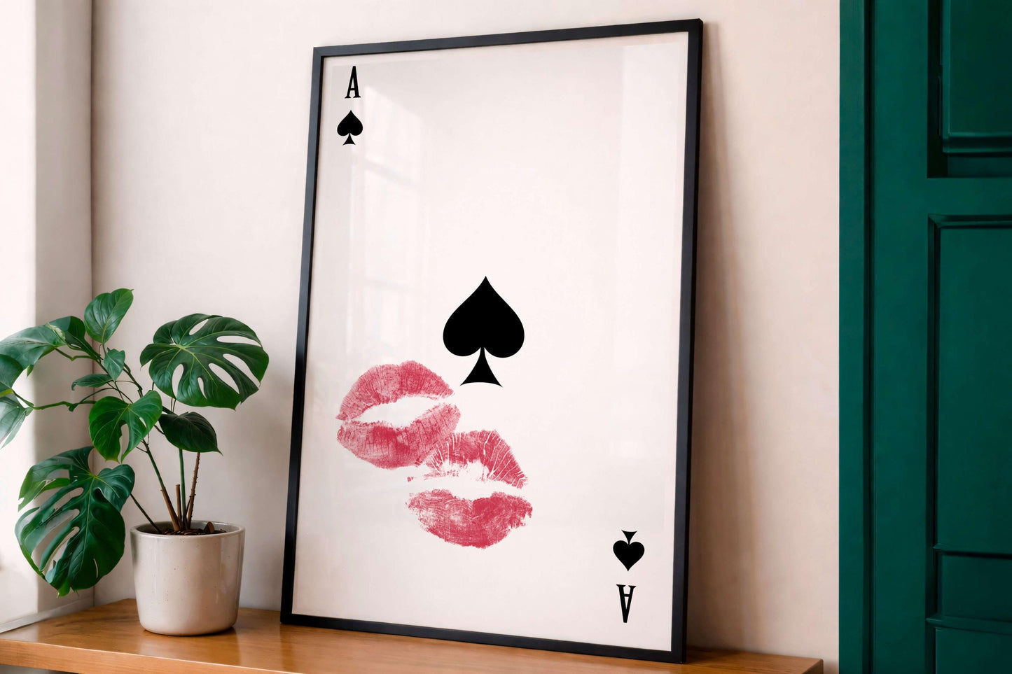 Ace Of Spades Lips Poster, Romantic Kiss Wall Art, Minimalist Poster