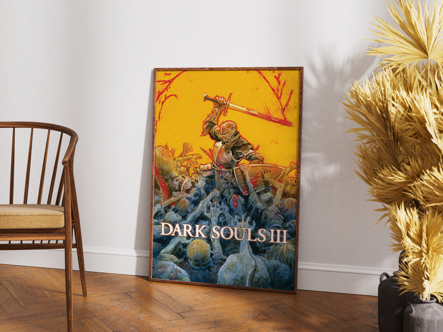 Dark Fantasy Battle Poster, Medieval Warrior Wall Art, Action Scene Print