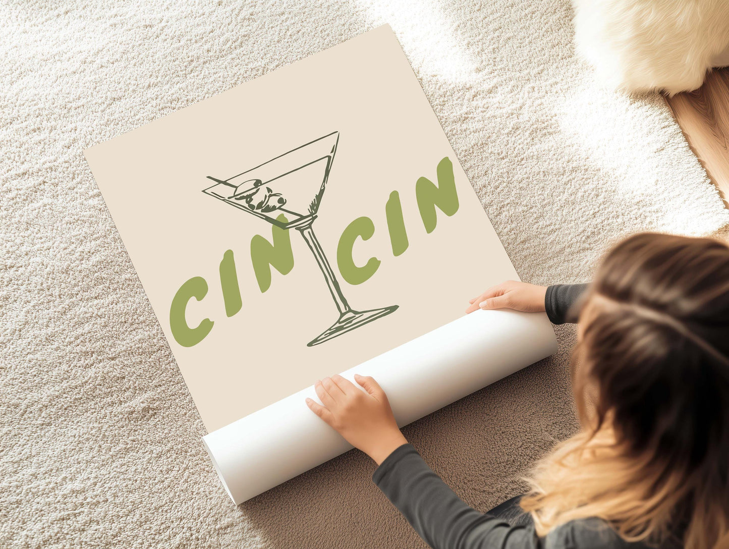 Cin Cin Martini, Elegant Kitchen Art, Decoration Wall