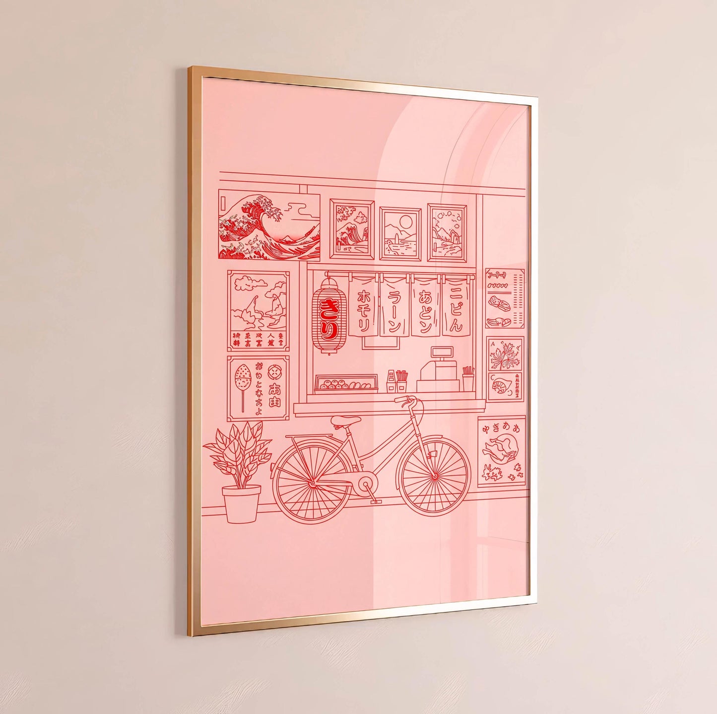Japanese Ramen Shop Poster, Minimal Line Art, Asian Decor