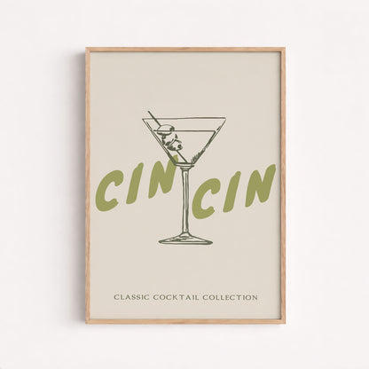 Cin Cin Martini, Elegant Kitchen Art, Decoration Wall
