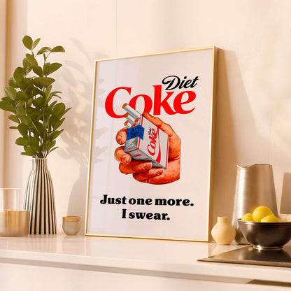 Diet Coke Poster, Minimalist Drink Print, Funny Diet Soda Lover Gift