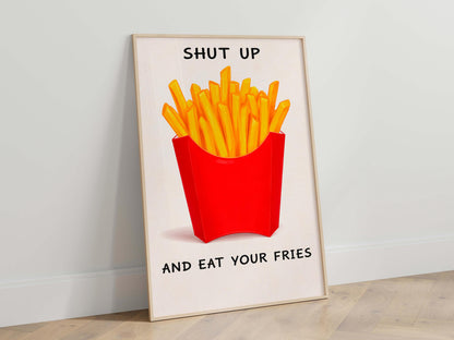 Funny Fries Poster, Kitchen Humor Art Print, Wall Art Prints
