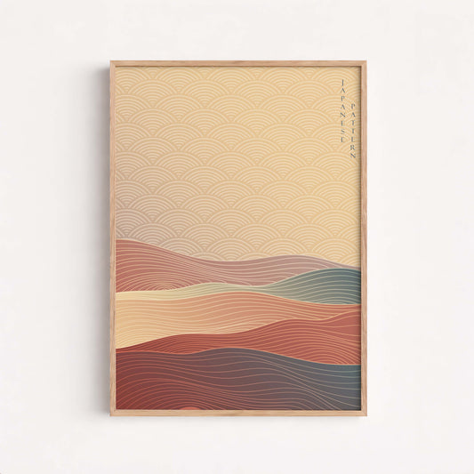 Japanese Abstract Landscape Print, Zen Pattern, Neutral Modern Wall