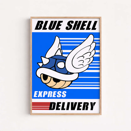 Mario Blue Shell Poster, Gaming Wall Art, Funny Gamer Print, Teen & Kids Bedroom
