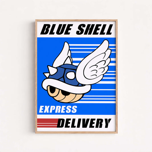 Mario Blue Shell Poster, Gaming Wall Art, Funny Gamer Print, Teen & Kids Bedroom