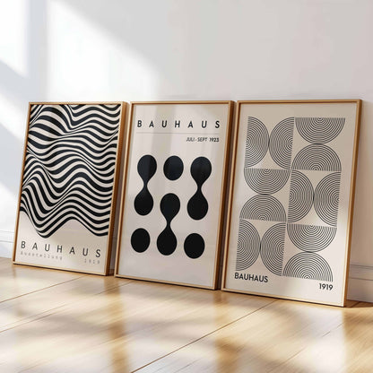 Bauhaus Wall Art Set 3 Retro Abstract Exhibition Posters