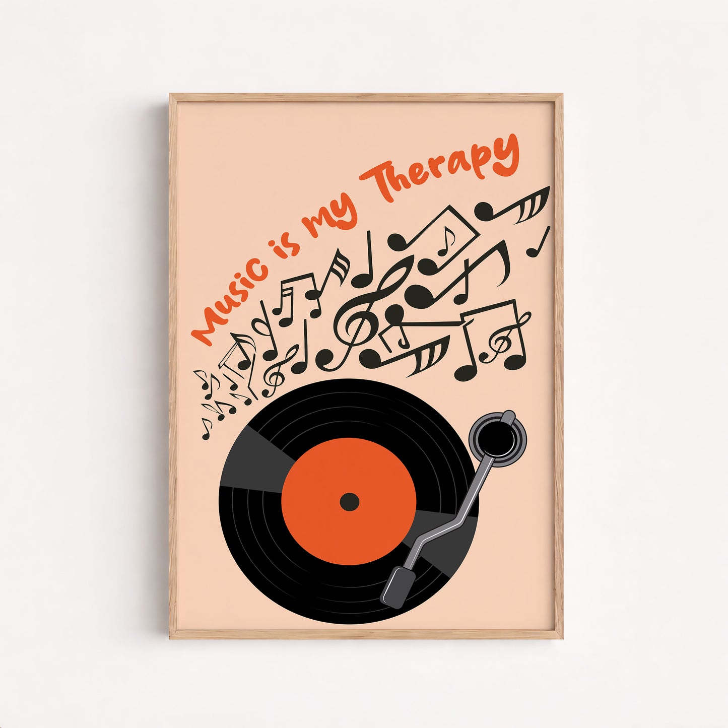 Retro Vinyl Record Music Therapy Poster, Decoration Room Office