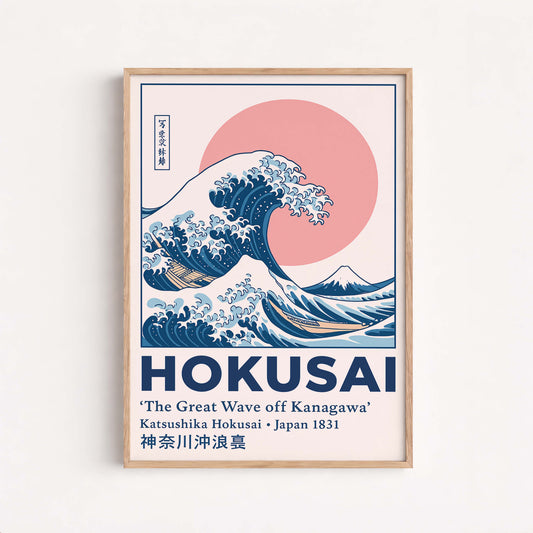 Wave Kanagawa Japanese Art Print, Ukiyoe Ocean Sunrise, Poster