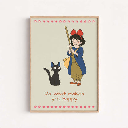 Poster Kiki's Delivery Service, Japanese Anime Art, Printed Wall Art