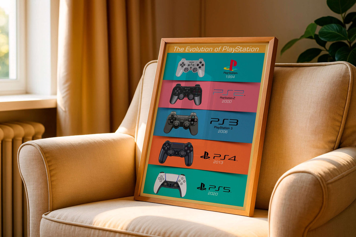 Playstation Evolution Poster, Gaming Wall Art | Ps Timeline, Gamer Room Decor