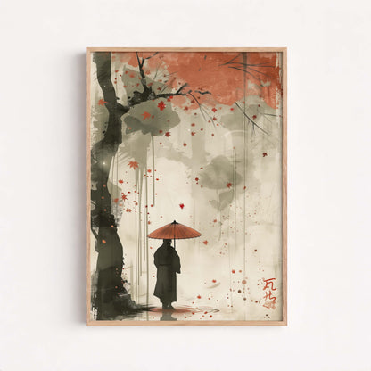 Samurai Poster, Japanese Warrior Wall Art, Modern Asian Decor