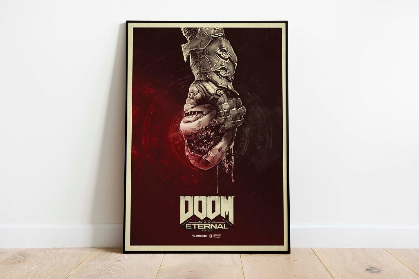 Doom Eternal Slayer Poster Retro Sci Fi Wall Art Futuristic Gamer Room Decor Demon Action Print