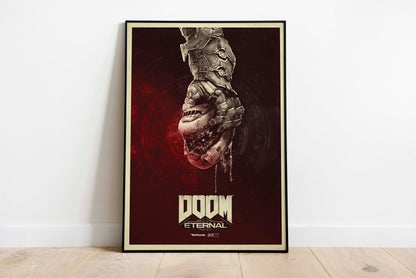 Doom Eternal Slayer Poster Retro Sci Fi Wall Art Futuristic Gamer Room Decor Demon Action Print