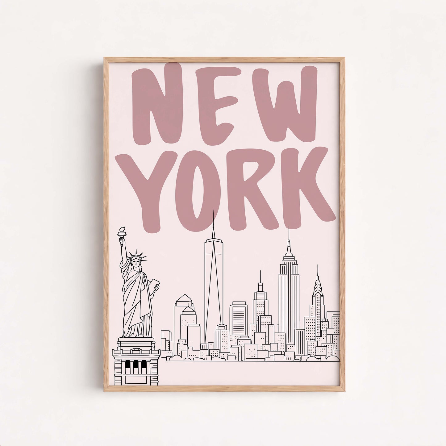 New York City Skyline Art Print, Minimal Nyc Wall Art Poster