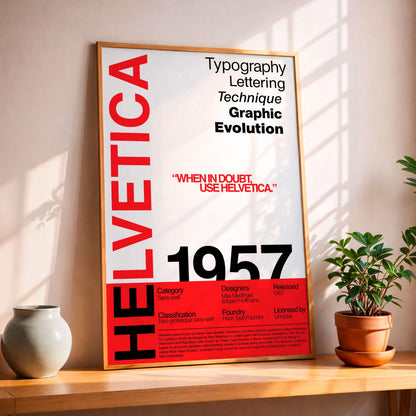 Helvetica Typography Poster, Modernist Graphic Design Print, Swiss Style Alphabet Layout