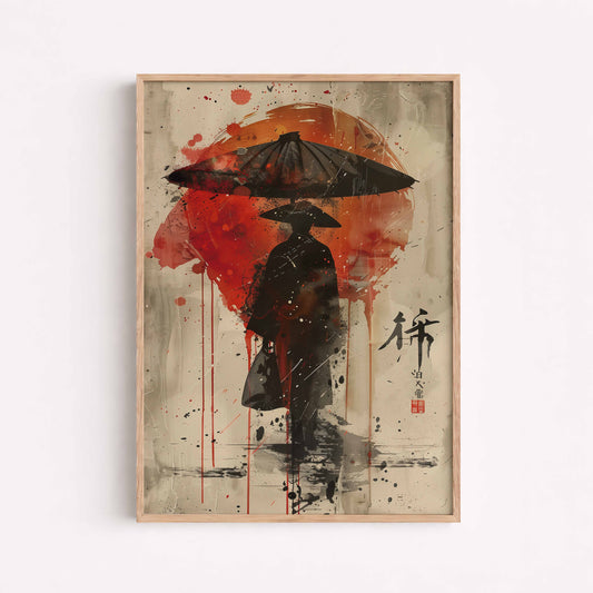 Samurai Poster, Japanese Warrior Wall Art, Modern Asian Decor