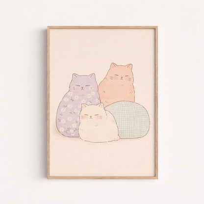 Cat Poster Cute, Minimal Animal, Modern Home Decor
