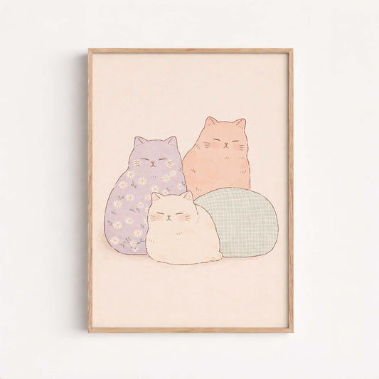 Cat Poster Cute, Minimal Animal, Modern Home Decor