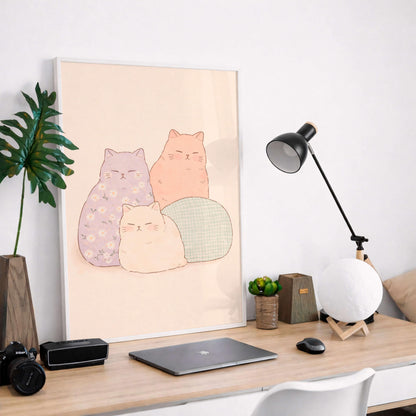 Cat Poster Cute, Minimal Animal, Modern Home Decor