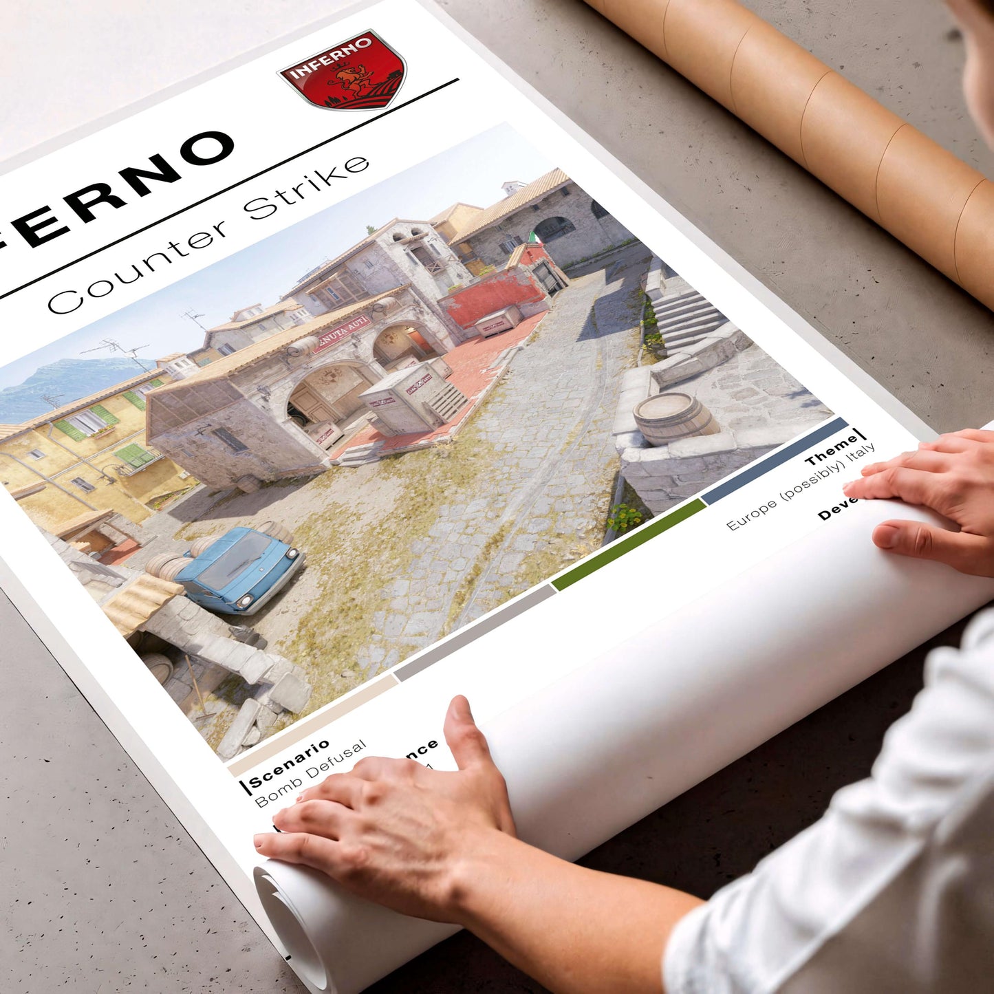 Poster Map Inferno Csgo, Gaming Room Wall Decor, Wall art Gamer