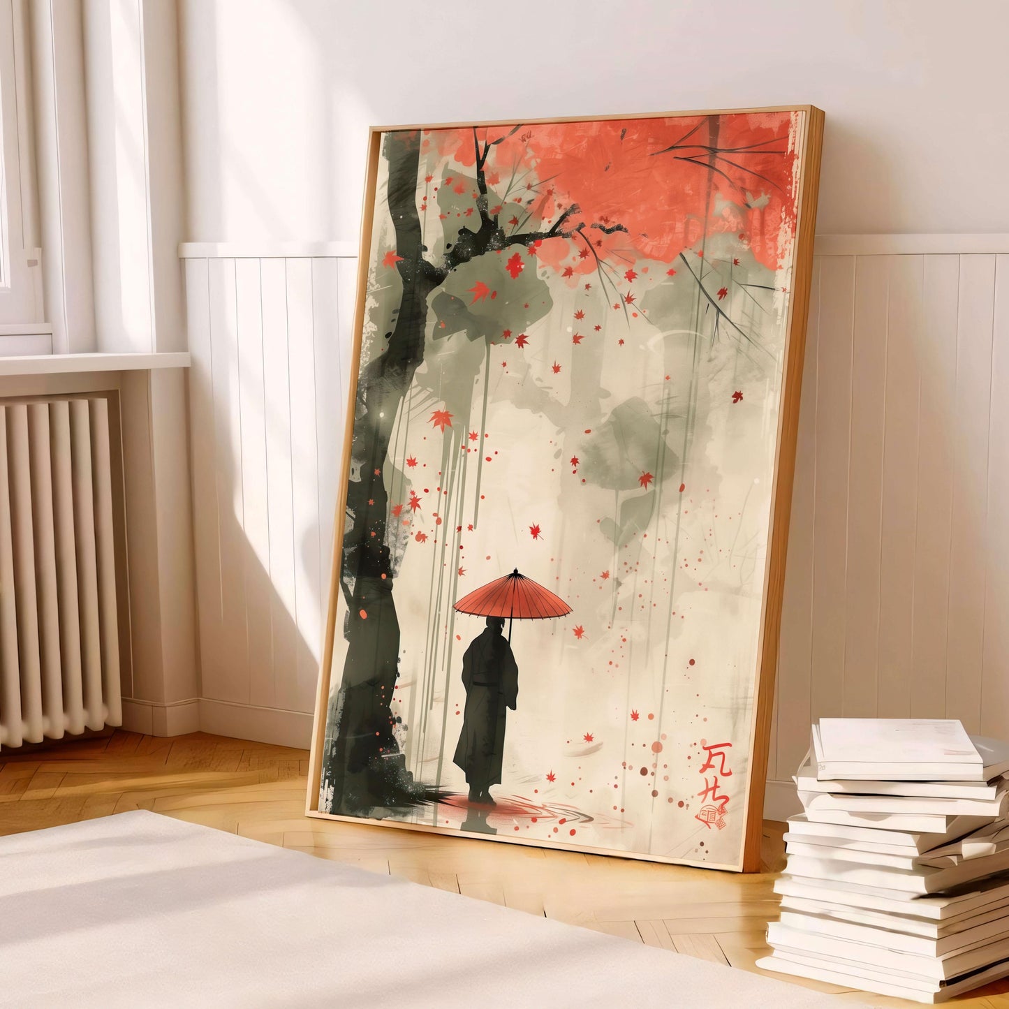 Samurai Poster, Japanese Warrior Wall Art, Modern Asian Decor