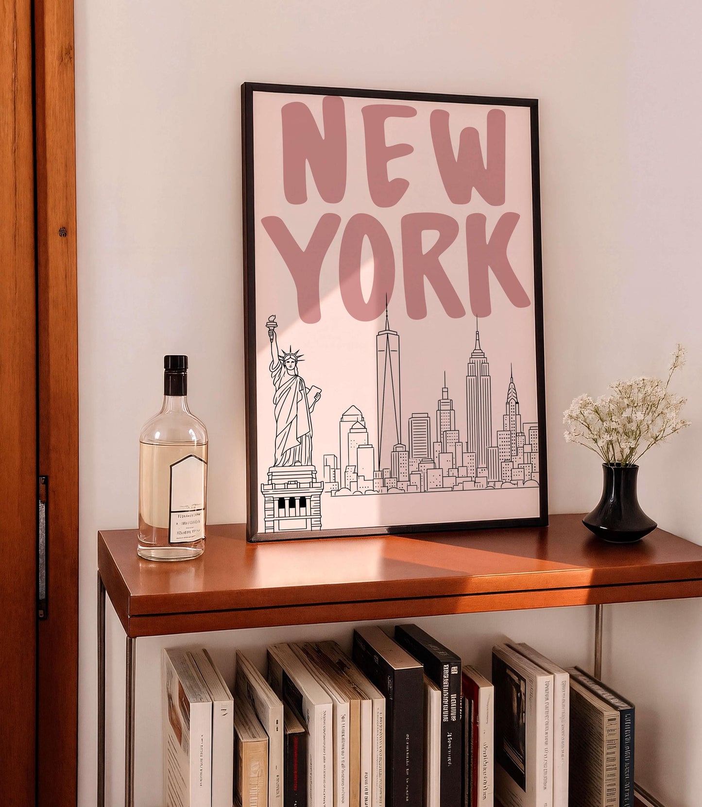 New York City Skyline Art Print, Minimal Nyc Wall Art Poster