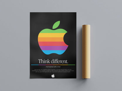 Epic Poster Logo Apple 1976 Black, Wall Decor, Logo Printable Art For Lovers & Office