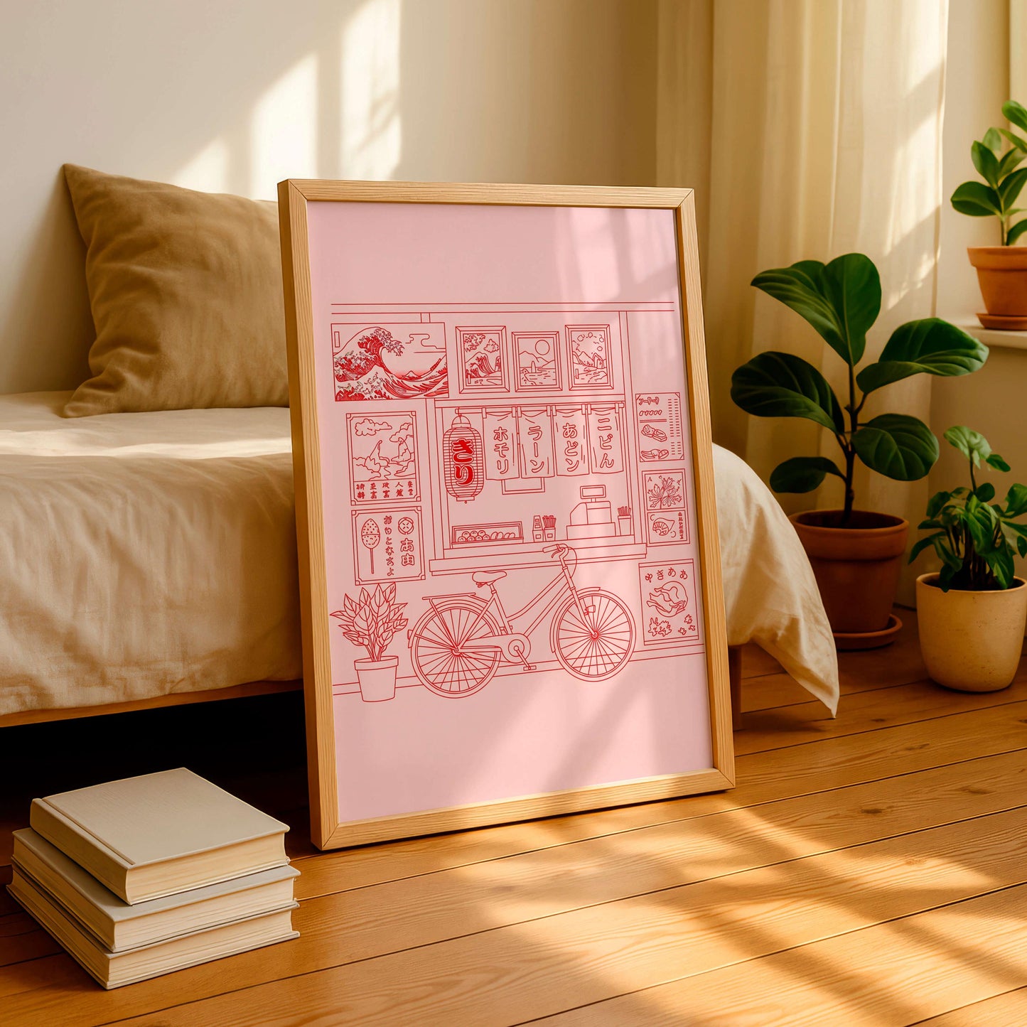 Japanese Ramen Shop Poster, Minimal Line Art, Asian Decor