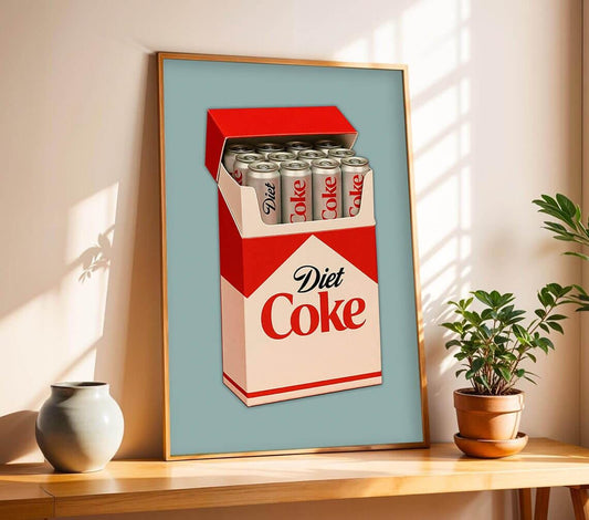 Diet Coke Poster, Retro Kitchen Wall Art, Minimalist Drink Print