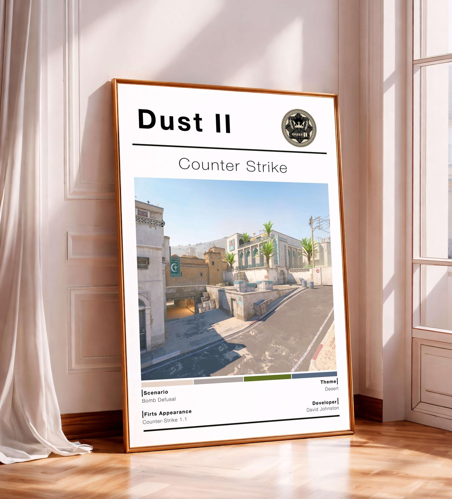 Csgo Tactical Desert Map Poster, Minimalist Fps Game Wall Art, Gaming Room Decor