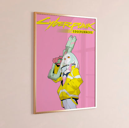 Cyberpunk Anime Girl Poster, Futuristic Neon Wall Art, Gamer Room Decor Mockups
