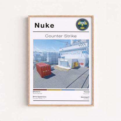 Poster Csgo Nuke Map, Minimalist Fps Game Wall Art, Gaming Room Decor