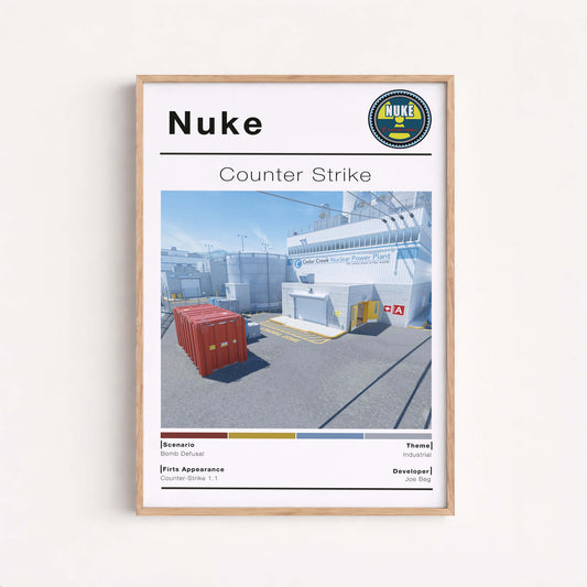 Poster Csgo Nuke Map, Minimalist Fps Game Wall Art, Gaming Room Decor
