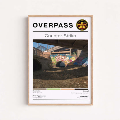Poster Csgo Map Overpass, Minimalist Vertical, Gaming Room Decor,