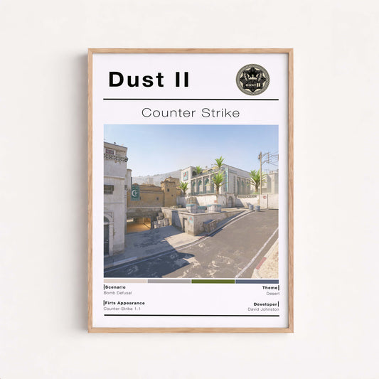 Csgo Tactical Desert Map Poster, Minimalist Fps Game Wall Art, Gaming Room Decor