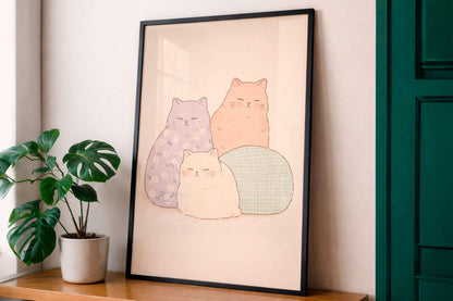 Cat Poster Cute, Minimal Animal, Modern Home Decor