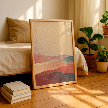 Japanese Abstract Landscape Print, Zen Pattern, Neutral Modern Wall