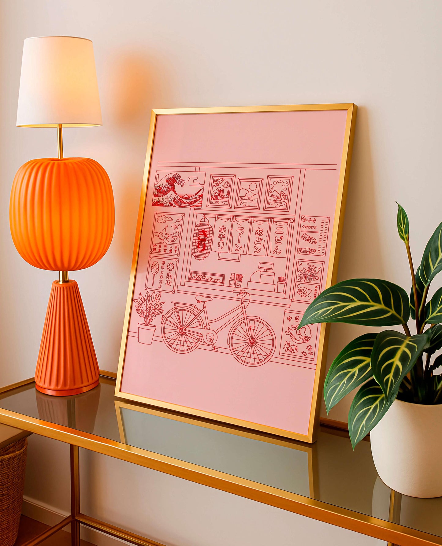 Japanese Ramen Shop Poster, Minimal Line Art, Asian Decor