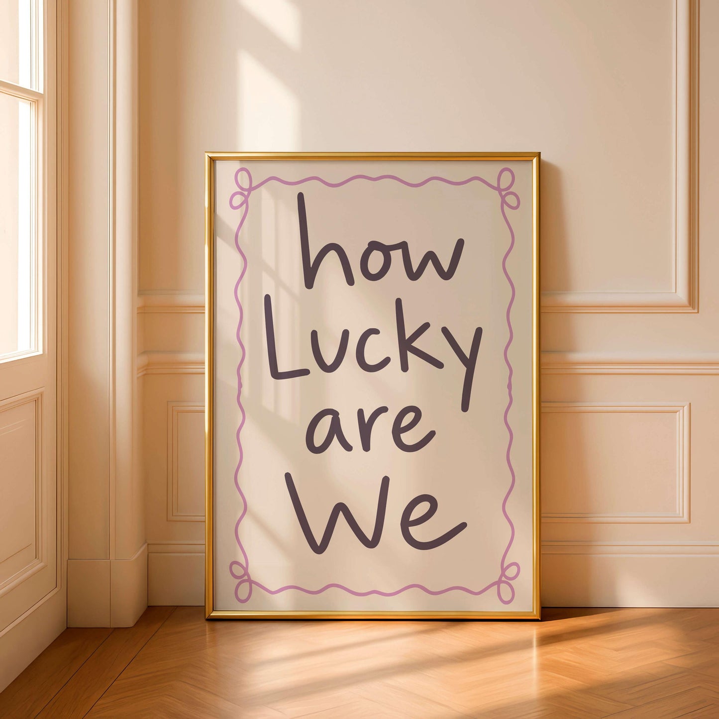 How Lucky Are We Print, Cute Quote Wall Art, Modern Typography Poster