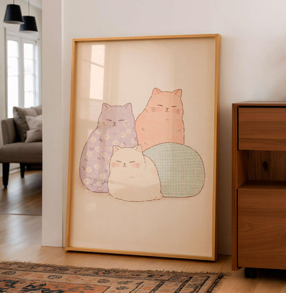 Cat Poster Cute, Minimal Animal, Modern Home Decor