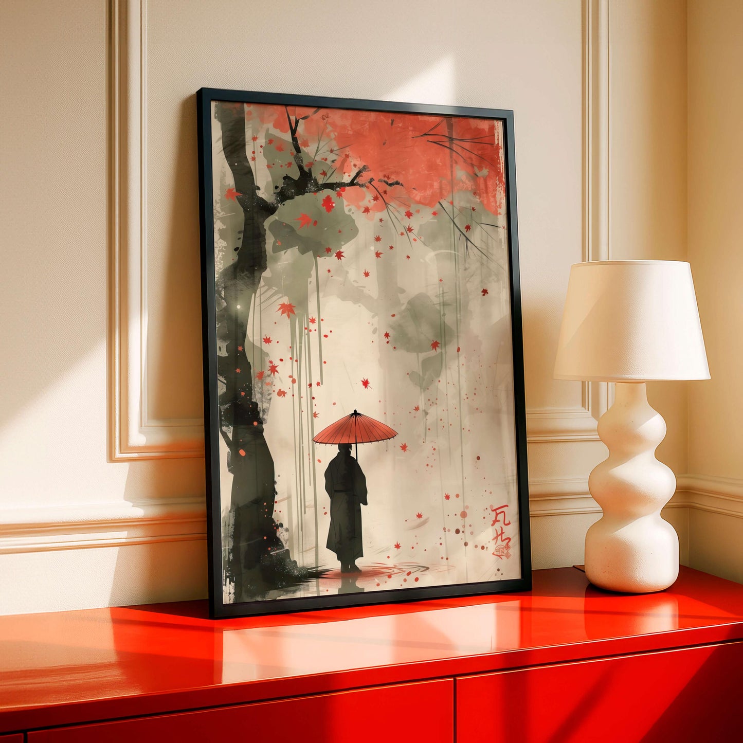 Samurai Poster, Japanese Warrior Wall Art, Modern Asian Decor