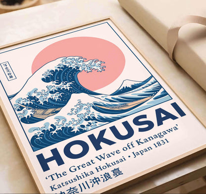 Wave Kanagawa Japanese Art Print, Ukiyoe Ocean Sunrise, Poster