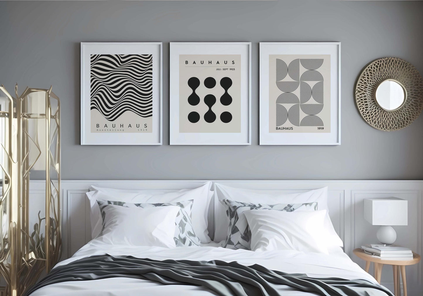 Bauhaus Wall Art Set 3 Retro Abstract Exhibition Posters