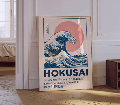 Wave Kanagawa Japanese Art Print, Ukiyoe Ocean Sunrise, Poster