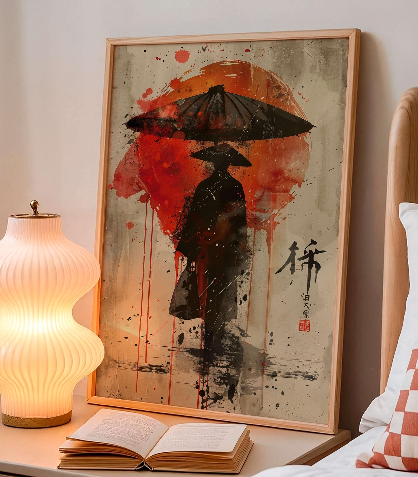 Samurai Poster, Japanese Warrior Wall Art, Modern Asian Decor