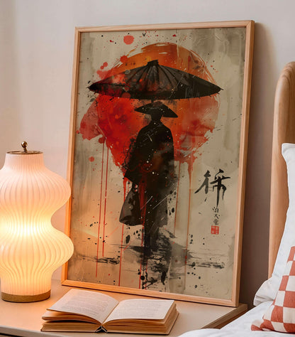 Samurai Poster, Japanese Warrior Wall Art, Modern Asian Decor