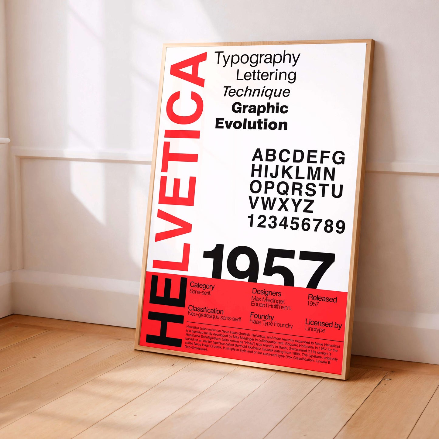 Helvetica Typography Poster, Modernist Graphic Design Print, Swiss Style Alphabet Layout